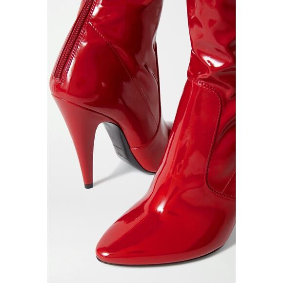Saint Laurent YSL Aylah 110 Lava Red Patent Thigh High OTK Knee Runway Boot 42 - Picture 3 of 12